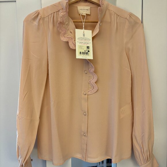 Sezane Chlo Shirt in Powder Pink *BNWT* (100% silk) - Picture 5 of 8